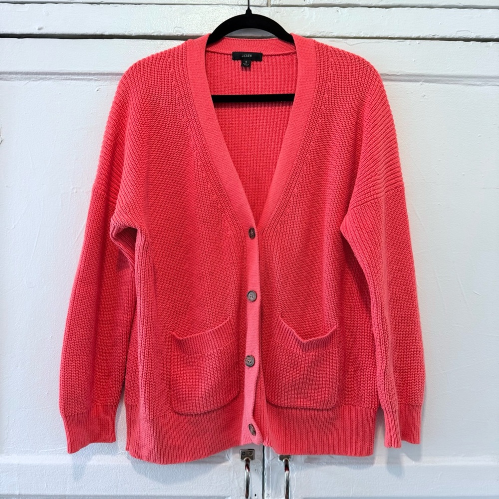 J. Crew Vibrant Cotton Cashmere Relaxed Cardigan Sweater